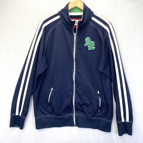 Vintage Y2K American Eagle Outfitters Track Jacket Mens XL Zip Up AE Stripe Blue - Picture 1 of 16
